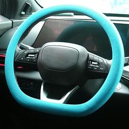 SEGADEN Leather Texture Soft Silicone Car Steering Wheel Cover Universal Anti-Slip Design 14-16 inch Protective Case Light Blue-image-39