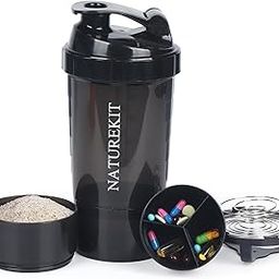 NATUREKIT Shaker Bottle,Protein Shaker Bottle, 16 oz GYM Shaker Cup with shaker Ball,Shaker Cups for Protein Shakes, Drink Mixer Bottle with Storage,BAP Free,Leakproof，Black-image-76