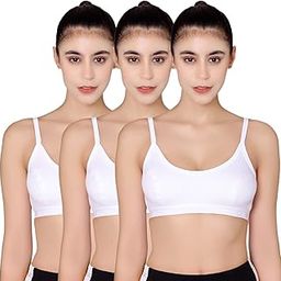 Women's Synthetic Lightly Padded Wire Free Sports Bra White-image-25