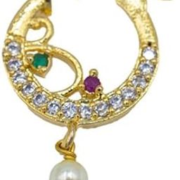 Gold Plated CZ Nose Ring for Girls & Women | Maharashtrian Style Nath with Pearl Drop | Wedding Jewellery-image-17