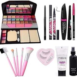 BELLAS TYA 6155 Multicolour Makeup Kit with 36H Eyeliner, Kajal, 3in1 Combo, 5 Pink Makeup Brushes Set, 1 EyeLashes, Matte Fixer and Makeup Primer - (Pack of 14)-image-45