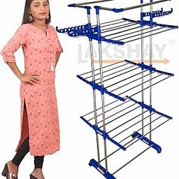 LAKSHAY - Jumbo King 4 Layers Super HEIGTHED Foldable Stainless Steel Floor Cloth Dryer Stand (Blue) Get Extra warranty up to 1 year & Get Manufactering Parts Life Time-13
