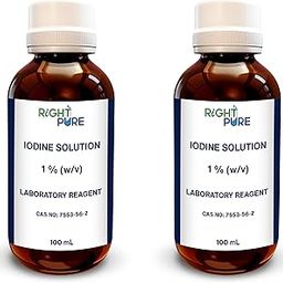 RIGHTPURE ® Iodine Solution 1% (w/v) 100ml | Laboratory Reagent Grade for Scientific & Educational Use | Analytical Reagent in Amber Bottle/Pack of 2-18
