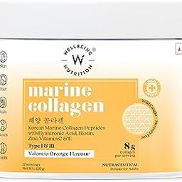 Wellbeing Nutrition Pure Korean Marine Collagen Peptides Supplement for Skin, Hair, Nails & Joints | Clinically Proven | High Absorption 8 gms Collagen, Valencia Orange, 120 gms-11