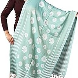 Cotton Floral Jacquard Winter Wear Shawl | Stole for Women-picture-37