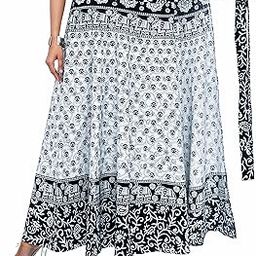 Premium Cotton Wraparound Skirt for Women (Black White, Free Size)-image-78