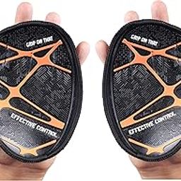 Kobo Weight Lifting Grip Pads/Hand Grips for Pull Ups/Gym Gloves for Functional Fitness Gym & Fitness Gloves, Black/Orange, Free Size-image-50
