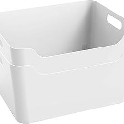 KOLORR Jolly Plastic Extra Large Basket with Handle for Storage Box|Multipurpose Light Weight Plastic Baskets organiser for Clothes Toys Stationary Cosmetics Livingroom Bathroom|Pack of 2 - Nir White-image-23