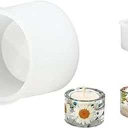 SNOOGG Pack 1 Tea Light Candle Holder Round Shape Silicone Moulds for Epoxy Resin Casting for DIY, Resin Art, Wedding-image-18