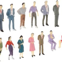 UJEAVETTE® 13Pcs Model Trains 1:50 Painted Figures O Scale People Standing Seated-20