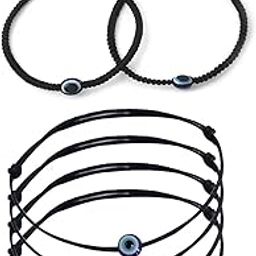 Handmade Evil Eye Charms Black Thread Adjustable Nazariya Anklet | Payal For Women, Girls 6 piece (AT ANK 078)-2