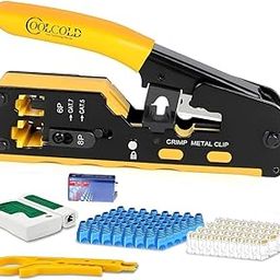 COOLCOLD Crimping Tool RJ45 | Pass Through Kit All-in-One Ethernet Crimper Cat7 Cat6 Cat5E Tools with Network Cable Tester + Battery, 10-Pack Cat6 RJ45 Passthrough Connector, 10pc Boots (Multicolor)-11