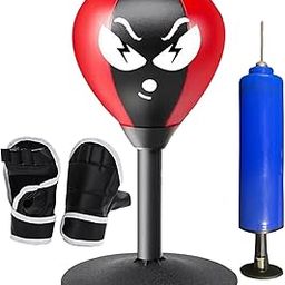 UJEAVETTE® Boxing Reaction Ball Punch Practice with Stand for Fitness Exercise Home Gym WithHalfFingerGloves-image-58