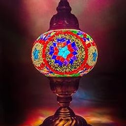 DEVBEADS Turkish Style Decorative Glass Mosaic Table Lamp (18cm, Multicolor)-24
