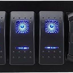 MERISHOPP Rocker Switch Panel 4.2A Double USB Charger Voltmeter for Vehicles Marine 4 Gang-image-5