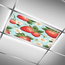 Vigetue 2ft x 4ft Fluorescent Light Covers for Classroom Office Light Coverings Skylight Drop Ceiling Film Insert Eliminate Harsh Glare and Headaches 1 Pack Cute Strawberry-image-92