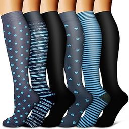 Copper Compression Socks Women & Men Circulation(6 pairs) - Best for Running, Nursing, Hiking, Recovery & Flight Socks-46