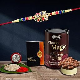 DeoDap (K1_556_EM) Rakhi Combo with Chocolate Magic | Rakhi for brother with gift | Fancy Rakhis for men stylish |rakhi combo for brother | Set of 1 Rakhi | Effete Chocolate |-image-100