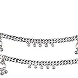 Hem Jewels Handmade Silver Anklet for Women (10.5 Inch, Pair of 2)-image-19