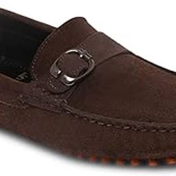 louis stitch Brunette Brown Loafers for Men Italian Suede Leather Casuals Style Sole Side Buckle Penny Loafer Shoes-picture-16