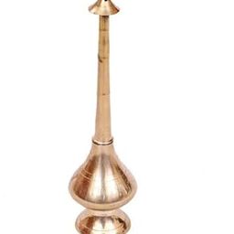 A&S Ventures Gulab Pash Rose Water Holy Water Sprinkler for Temple, Traditional Rituals Brass Bottle (4 x 4 x 19 cm, Gold)-picture-2