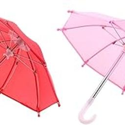 CALANDIS™ 2 Pieces Lovely Umbrella for 18'' American Doll Accessories Red + Pink | Modern | Clothes & Accessories | Dolls-image-1