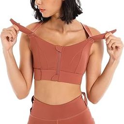Women's Velcro Sports Bra, Zipper in Front, Criss Cross Back Yoga Bra with Adjustable Straps High Impact Shockproof Tops for Gym, Yoga & Workout - Size: M-4XL-picture-30