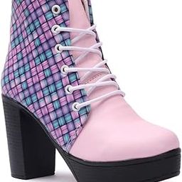 Women Casual Textured Lace-Up Boot High Ankle Lenght Block Heel Boots for Women & Girls PKPN25-image-1