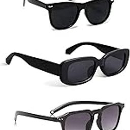| Full Rim Square Branded Latest and Stylish Sunglasses | 100% UV Protected | Men & Women | Medium | Black Frame/Black Lens - Pack of 5-picture-12