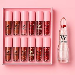 Winble 12-in-1 Lipstick Combo Set for Women & Girls – Flower Jelly Lip Balm, Glossy & Matte Liquid Lipsticks, Waterproof, Long-Lasting, Color Changing, Gift Box Pack-picture-7