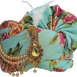 Rose Flower Printed Traditional Groom's Pagdi, Dulha Pagri (Sea Green_Pack of 1_Size: 22 to 22.5 Inch)-image-44