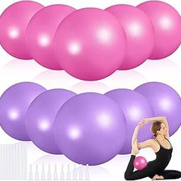 ABTRIX WITH AB 10 Pieces 9 Inch Exercise Pilates Ball Yoga Ball Therapy Ball Core Ball for Yoga Stability Barre Training Stretching Physical Posture Training Gym, Purple, Pink-image-28