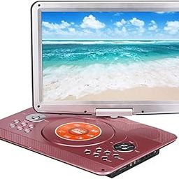 YOOHOO Portable DVD Player16.9 inch with Remote Controller, 14.1'' HD Swivel Large Screen DVD Player for car, 6 Hours Rechargeable Battery Supports SD Card, USB Port(Rose Gold)-image-23
