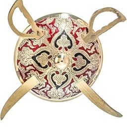 Skywalk Handcrafted Brass Dhal Talwar Wall Showpiece | Vintage Sword & Shield Wall Mount Hangings - For Home, Living Room, Wall Decor & Gifts - (Size-10 Inch)-image-60