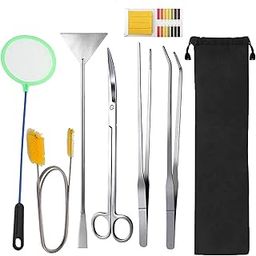 7 in 1 Aquarium Aquascaping Tools Kits, Stainless Steel Aquarium Plant Tools Tweezers Scissors Scrapers for Aquarium Tank Clean Fish Tank Aquascape Tools Sets-image-73