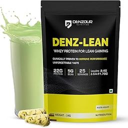 DENZOUR NUTRITION Denz-Lean Whey Protein - Pista Kulfi, 1Kg (25 Servings) | For Lean Muscle Gains | 22g Protein, 5g BCAA | 11.75g EAA & 2.4g Leucine Faster Muscle Recovery & Improved Strength-image-86