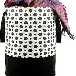 Kuber Industries Waterproof Round Laundry Bag/Hamper|Foldable Bin & 45 Liter Capicity|Size 37 x 37 x 49, Pack of 1(Black & White),Canvas-image-38