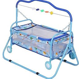 FLIPZON Metal, Fabric Foldable Baby Cradle With Swing, Jhula Palna For New Born Babies | Comfortable Multi-Use Baby Cradle, Baggi/Palna For Baby (Sky Blue)-image-20
