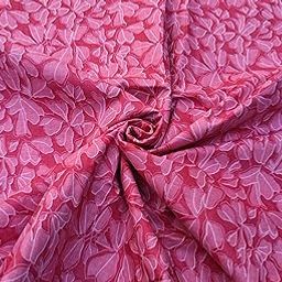 Malan Bai Printed Cotton Cloth Baby Pink Floral Materiel Natural Running Fabric Jaipuri Hand Block Printed Women Dress Material Kurtis Natural 43" Inches Width (2.5 Meter)-image-2