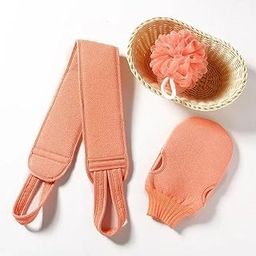 MANTHUMU Combo Soft Cleaning Body Loofah Set Bathing Exfoliating Set Back Scrubber for Shower Bath Brush Washer Sponge Ball, Shower Glove Double Sided Strap Removes Bath Scrub Loofah Sponge For Men & Women, Kids (Multicolor)(1 Set)-image-85