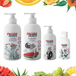 Froot Root Complete Care Combo for tweens and active kids 5+ Germ Zap Facewash, Rocking Refresher Bodywash, Hydration Potion Lotion, Flake Fixer Shampoo .Gifting Kit-56