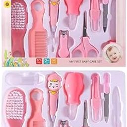 VIULVUK Premium Manicure Grooming Kit for New Born Kids | 10 in 1 Set of Hair, Nail, Ear Grooming Tools | Healthcare Accessories to Keep Infants & Toddlers Clean | Perfect Baby Shower Gift (Pink)-7