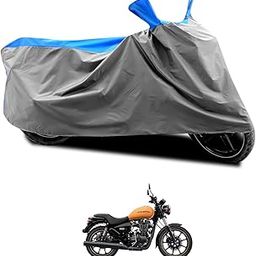 GOSHIV Motorcycle Body Cover for All Models | Royal Enfield Thunderbird 350 | Dustproof, UV Protection, Scratch Resistant | Buckle & Mirror Pockets for Outdoor Parking | Grey-Blue-image-82
