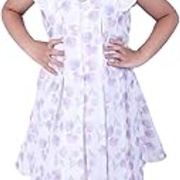 Girl Cotton Blend Multicolor Flower Print Sleeveless Knee Length Dress for Kids-image-51