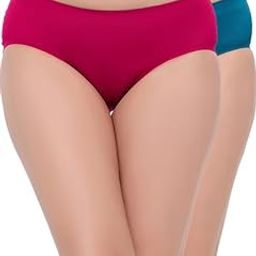 clovia Women's Pack of 2 Modal Medium Waist Outer Elastic Hipster Panty- Pink,Teal Blue-picture-44