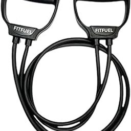 FITFUEL Double Toning Tube Resistance Band for Workout for Men & Women, Exercise Bands with Heavy Quality Grip Exercise Resistance Band with Dual Handles, Black-image-41