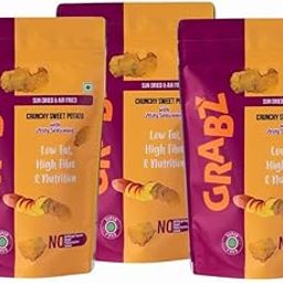 GRABZ Healthy Sweet Potato Chips without Onion and Garlic | Air-Cooked, Solar-Dehydrated, Low Cholesterol, High Fiber | Natural Immunity Booster, Diabetic-Friendly Namkeen savoury chips | No Palm Oil And Maida | Olive Oil Masala Flavor | 30g Each (Pack of 3)-image-93
