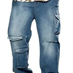 instafab Plus Men's Denim Jeans | Mid-Rise, Straight Hem, Button Closure | Solid Denim Cotton Material for Street & Casual Wear-picture-5