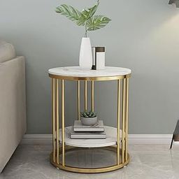 Amazon Brand - Umi Wooden Twist Wrought Iron Round End Table (Golden) (Design-1)-picture-20