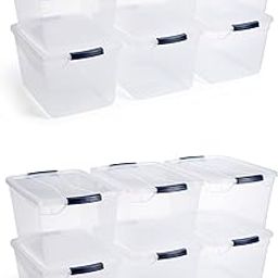 Rubbermaid Cleverstore Clear 32 Qt, 12 Pack Stackable Plastic Storage Containers with Durable Latching Clear Lids, Visible Storage, Great for Closet and Laundry Storage, Organizing in the Home-83